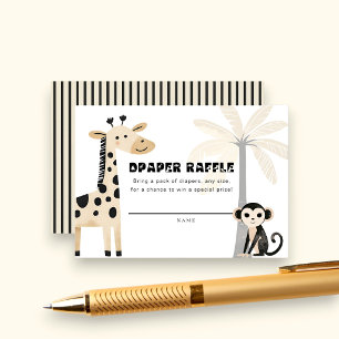 Tarjeta De Recepción Boleto de Rifa de Pañales para Baby Shower de Anim