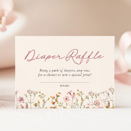 Tarjeta De Recepción Boleto de rifa de pañales para baby shower de flor