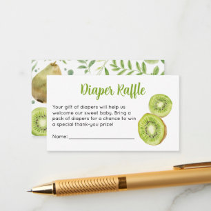 Tarjeta De Recepción Boleto de rifa de pañales para baby shower de Kiwi