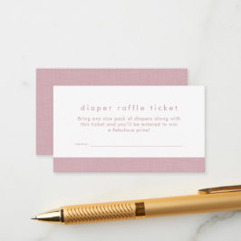 Tarjeta De Recepción Boleto de rifa de pañales para baby shower de lino