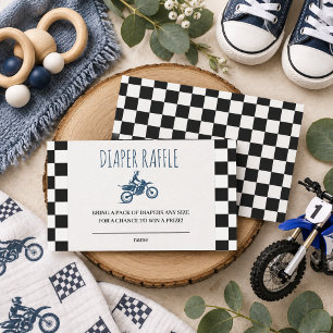 Tarjeta De Recepción Boleto de rifa de pañales para baby shower de moto