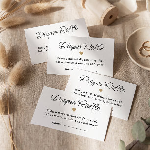 Tarjeta De Recepción Boleto de rifa de pañales para baby shower de oro