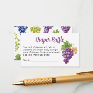 Tarjeta De Recepción Boleto de rifa de pañales para baby shower de uva