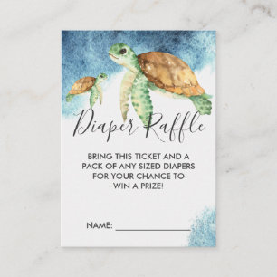 Tarjeta De Recepción Boleto de rifa de pañales para Baby Shower Tortu