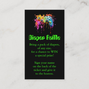 Tarjeta De Recepción Boleto de rifa de pañales para baby shower verde d