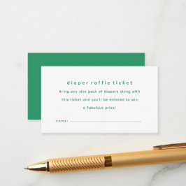 Tarjeta De Recepción Boleto de rifa de pañales para baby shower verde s