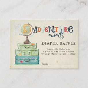 Tarjeta De Recepción Boleto de Rifa de Pañales para Baby Shower   Viaje