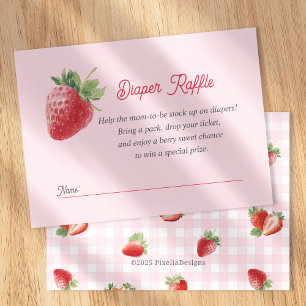 Tarjeta De Recepción Boleto de rifa de pañales Pink Berry Sweet-Strawbe