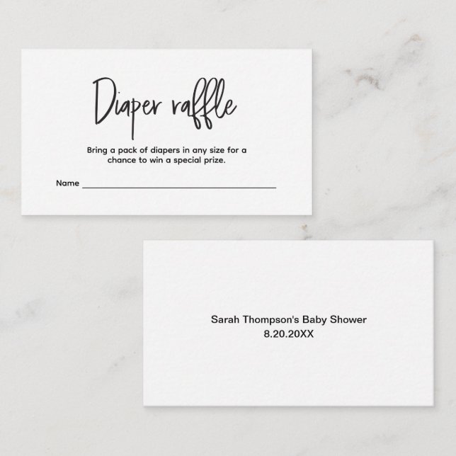 Tarjeta De Recepción Boleto de rifa de pañales simple y personalizado m (Anverso / Reverso)
