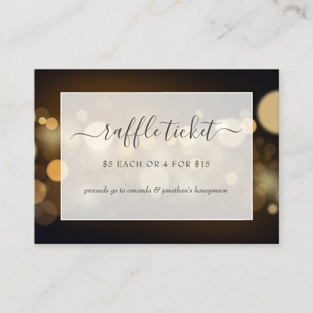 Tarjeta De Recepción Boleto de rifa para despedida de soltera con luces (Anverso)