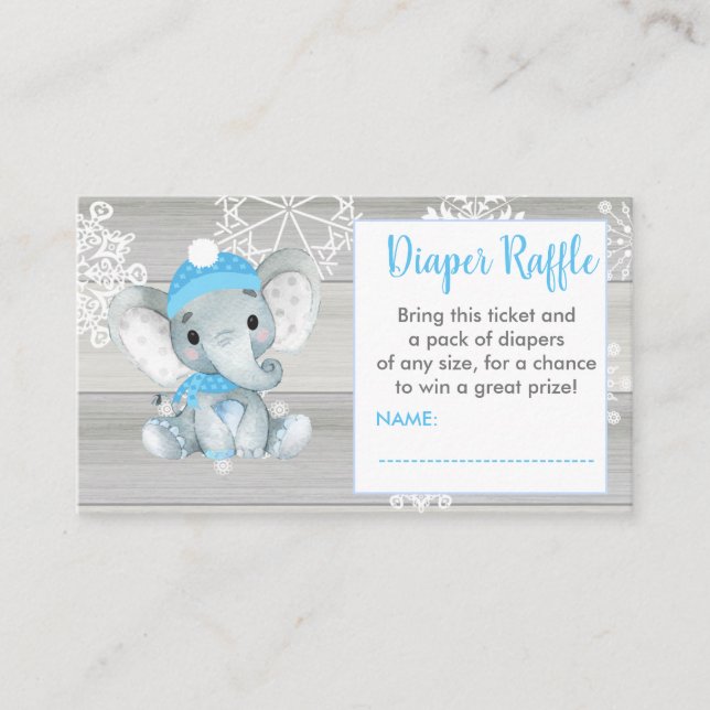 Tarjeta De Recepción Boleto de rifa para pañales Blue Boy Elephant rúst (Anverso)