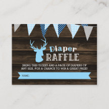 Boleto de Rústico Wood Blue Deer Boy Diaper Raffle