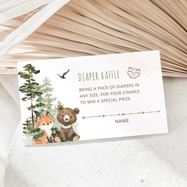 Tarjeta De Recepción Boleto de Woodland Baby Shower Diaper Raffle (Subido por el creador)