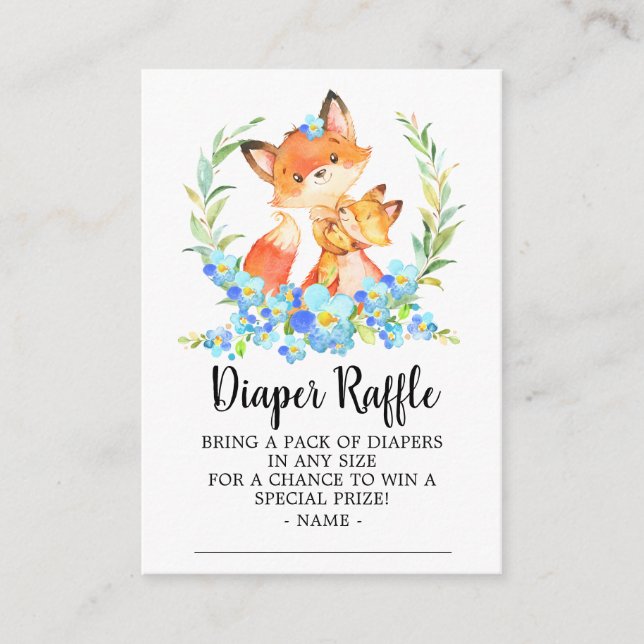 Tarjeta De Recepción Boleto para mamá y bebé Fox Shower Diaper Raffle (Anverso)