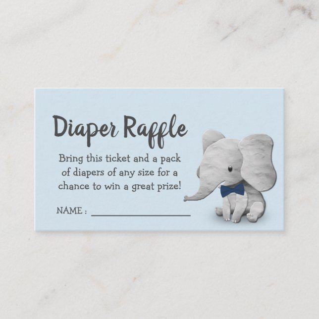 Tarjeta De Recepción Boleto para niños elefantes Baby Shower Diaper Raf (Anverso)