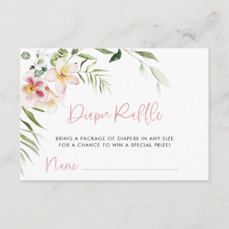Tarjeta De Recepción Boleto Raffle de Diaper Flores Tropicales, Baby Sh