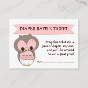 Tarjeta De Recepción Boleto Raffle de lechón rosa Baby Shower Diaper
