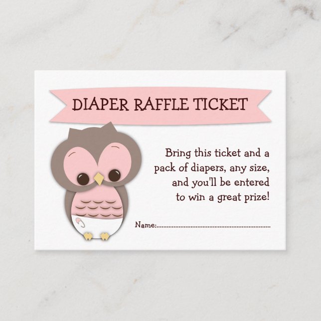Tarjeta De Recepción Boleto Raffle de lechón rosa Baby Shower Diaper (Anverso)