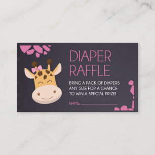 Tarjeta De Recepción Boleto rosado de la rifa del pañal de la jirafa de