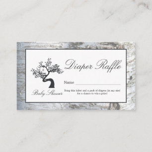 Tarjeta De Recepción Boleto Rústico de Raffle Raffle con árbol de birro