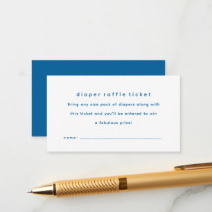 Tarjeta De Recepción Boleto simple azul para rifa de pañales en baby sh