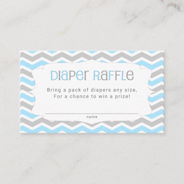 Tarjeta De Recepción Boletos de Baby Shower Diaper Blue Gray Raffle (Anverso)