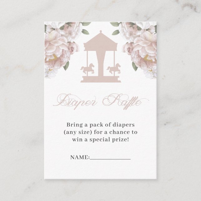 Tarjeta De Recepción Boletos de Carousel Diaper Raffle (Anverso)