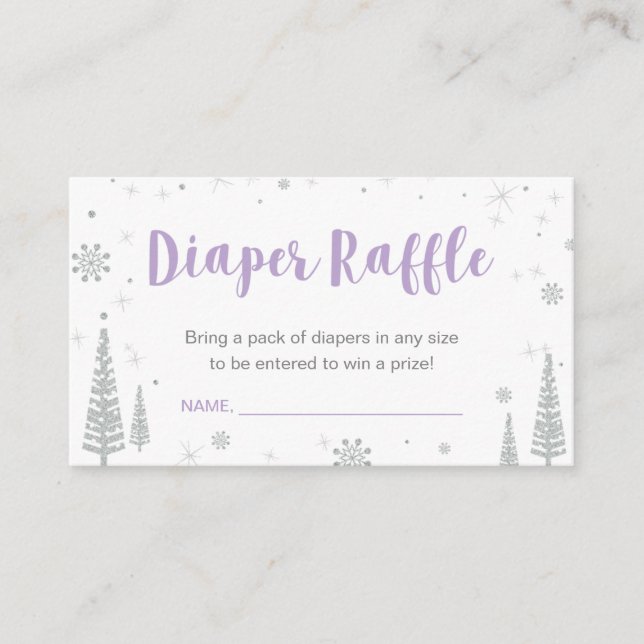 Tarjeta De Recepción Boletos de Diaper Raffle | Baby Shower invernal, m (Anverso)