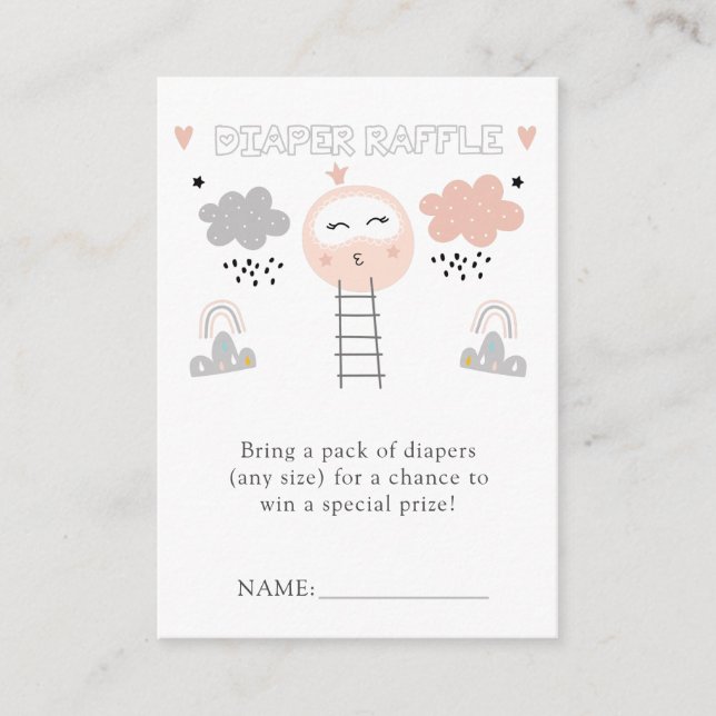 Tarjeta De Recepción Boletos de Diaper Raffle | Camino a la Luna (Anverso)