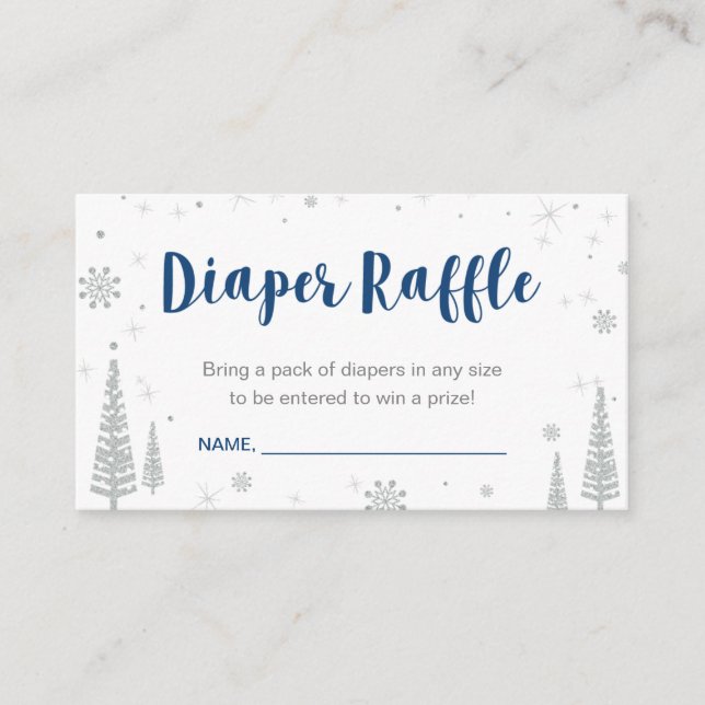 Tarjeta De Recepción Boletos de Diaper Raffle | Winter Baby Shower, Boy (Anverso)