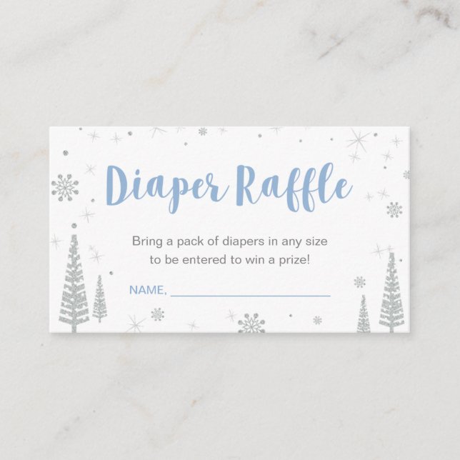 Tarjeta De Recepción Boletos de Diaper Raffle | Winter Baby Shower, Boy (Anverso)