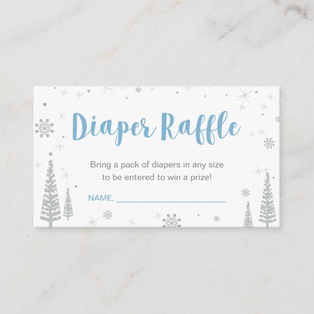 Tarjeta De Recepción Boletos de Diaper Raffle | Winter Baby Shower, Boy (Anverso)