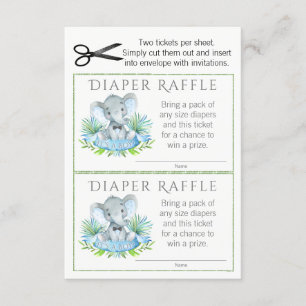 Tarjeta De Recepción Boletos de Elephant Diaper Raffle