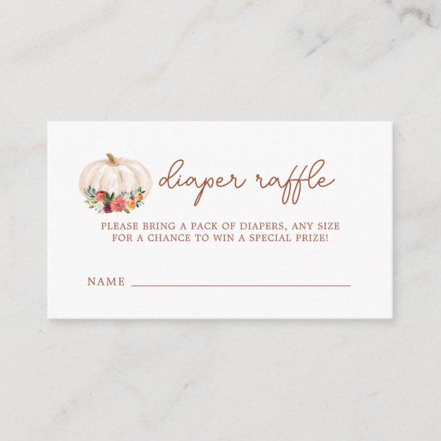 Tarjeta De Recepción Boletos de la calabaza Baby Shower Diaper Raffle (Anverso)