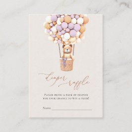 Tarjeta De Recepción Boletos de lavanda de oso globos de pañal de barro