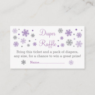 Tarjeta De Recepción Boletos de Raffle de Diaper Morado de Snowflake