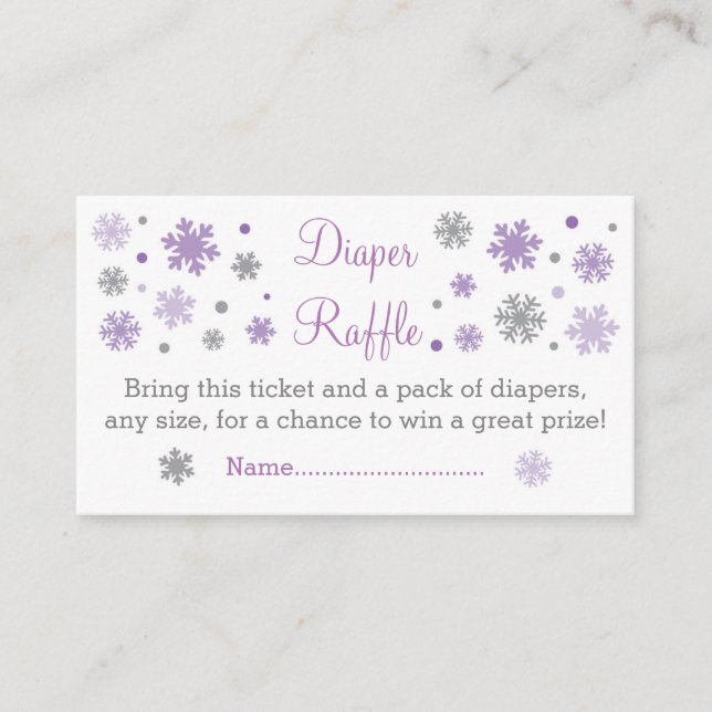 Tarjeta De Recepción Boletos de Raffle de Diaper Morado de Snowflake (Anverso)