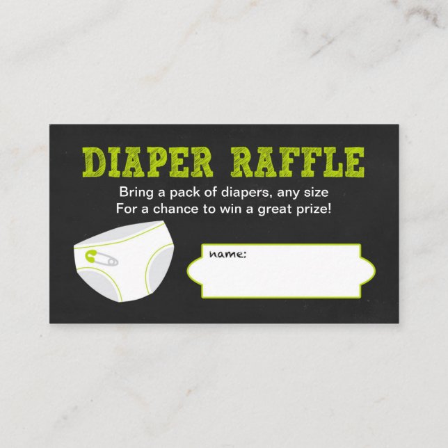Tarjeta De Recepción Boletos de Raffle de Diaper / verde neutro de Chal (Anverso)