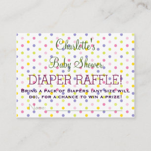 Tarjeta De Recepción Boletos de Raffle de Dot de Polka para Baby Shower