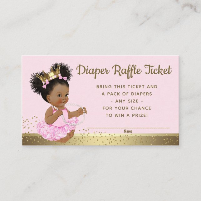 Tarjeta De Recepción Boletos de Raffle de Princesa de Oro Rosa (Anverso)