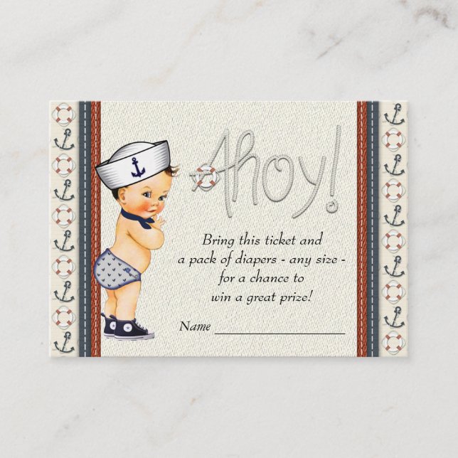 Tarjeta De Recepción Boletos de Raffle para pañales náuticos (Anverso)