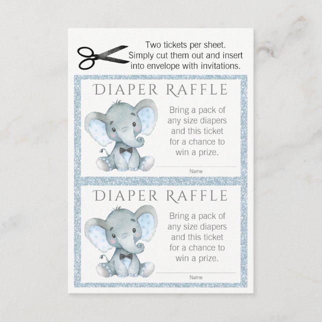 Tarjeta De Recepción Boletos de Rifa de Pañales de Elefante Niño (Anverso)