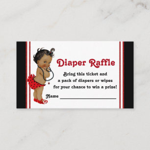Tarjeta De Recepción Boletos de rifa de pañales de mariquita afroameric
