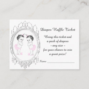 Tarjeta De Recepción Boletos gemelos de la rifa del pañal del chica