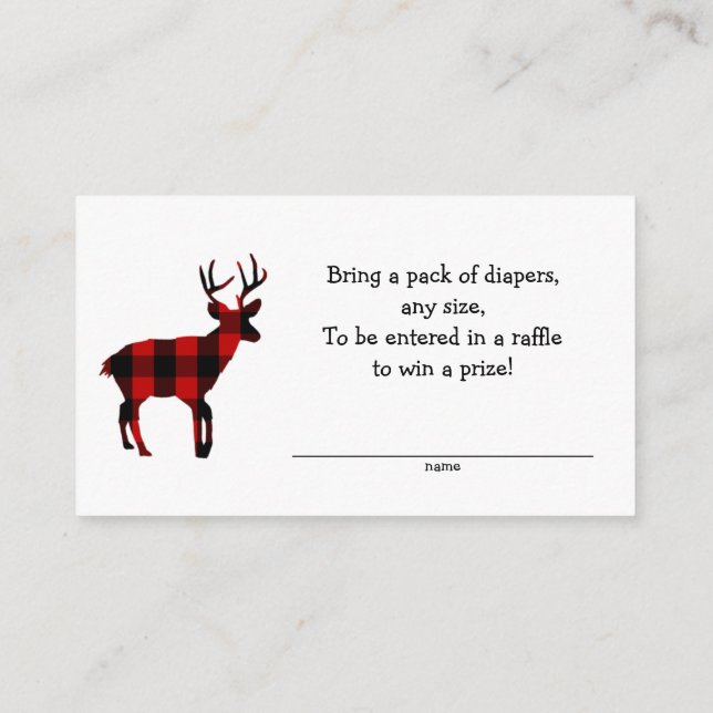 Tarjeta De Recepción Boletos para la canasta de pañales Red Flannel Buc (Reverso)