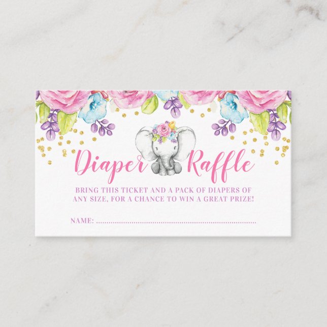 Tarjeta De Recepción Bolsa de agua para elefantes florales para pañales (Anverso)
