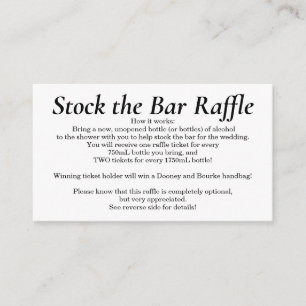 Tarjeta De Recepción Bolsa de valores del boleto de Raffle Bridal Showe