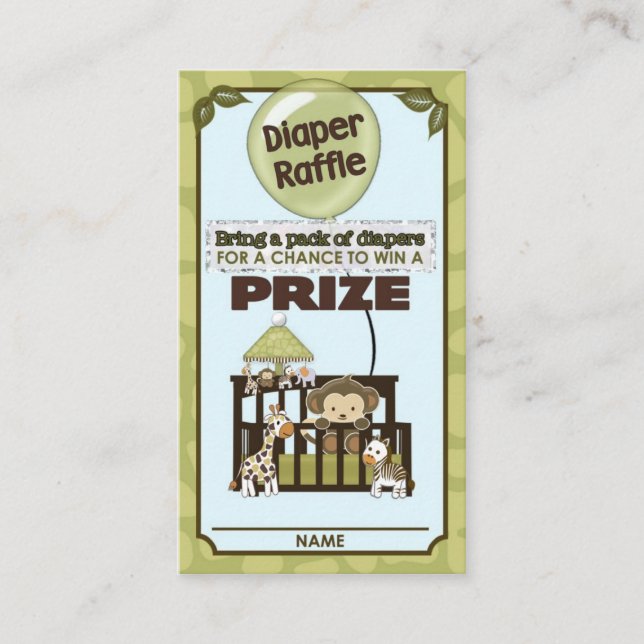 Tarjeta De Recepción BOLSILLOS DE RAFÓN DE DIAPER Baby Shower para mono (Anverso)