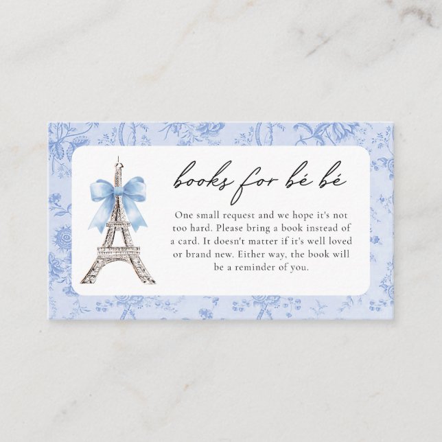 Tarjeta De Recepción Bon Jour Be French Toile Blue Baby Shower (Anverso)