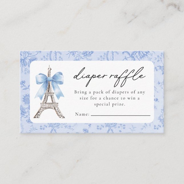 Tarjeta De Recepción Bon Jour Be French Toile Blue Baby Shower (Anverso)